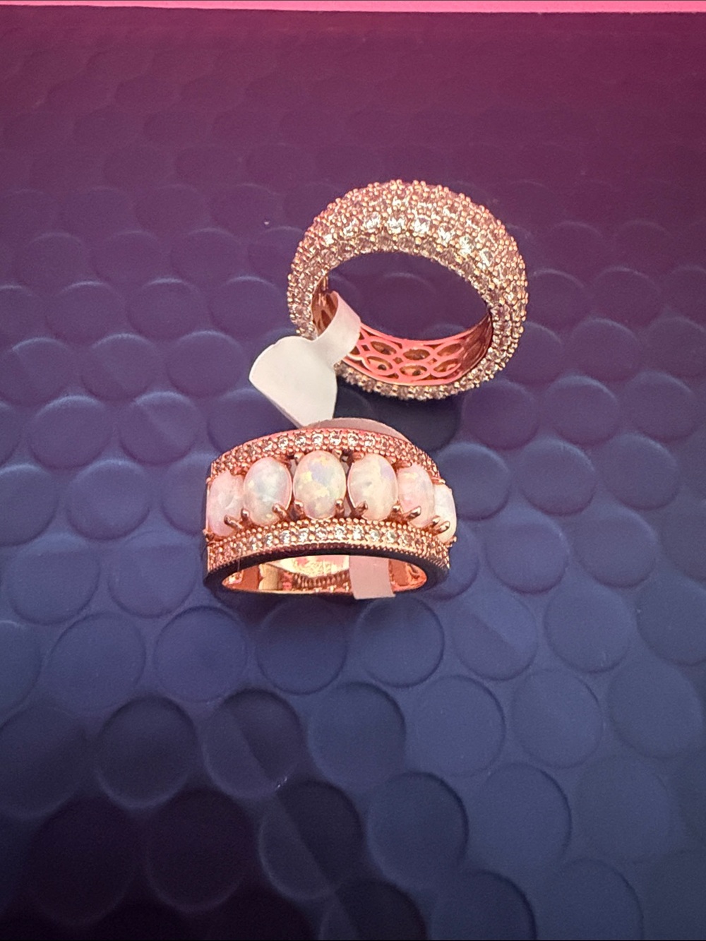 Sparkling Rose Gold Crystal Pavé Band Ring - Women Jewelry